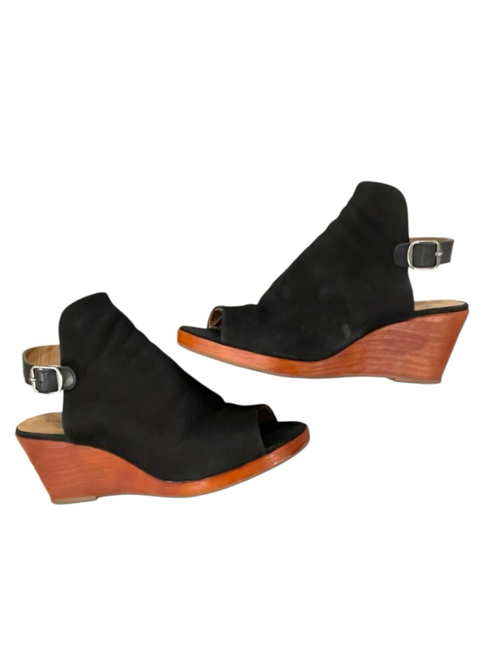 Lucky Brand Womens 7.5 Open Toe Slingback Platform Wedge Sandal Bootie Leather - Picture 5 of 14